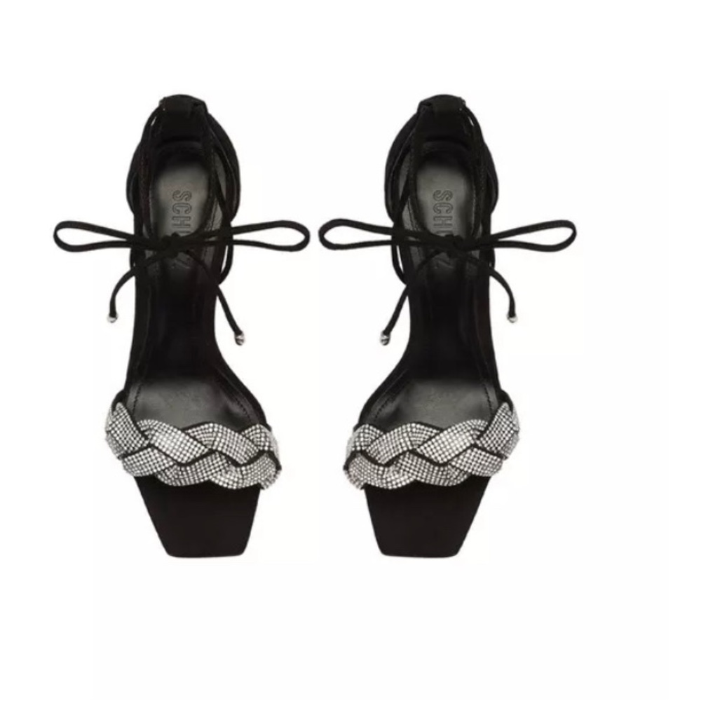 Schutz Alissa Embellished Nubuck Sandals heels NEVER WORN